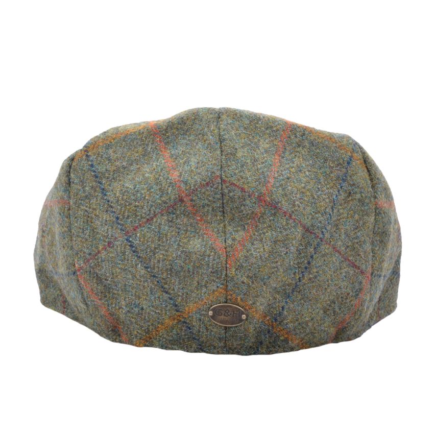 Tweed 100% Wool Flat Cap Green Tweed Flat Hat by G&H Hats and Caps