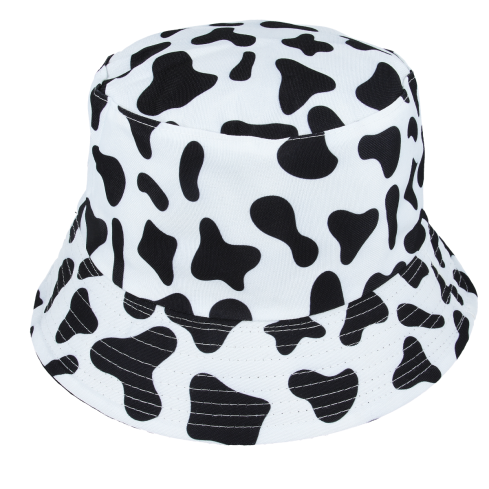 Maz Reversible Cow Print Pattern Fisherman Bucket Hat - Black /White