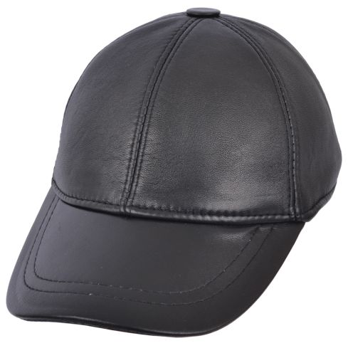 Genuine Leather  Adjustable Casual Baseball Cap - Black