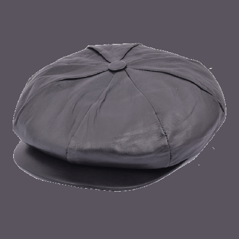 Genuine Leather  Adjustable Casual Bakerboy Cap - Black