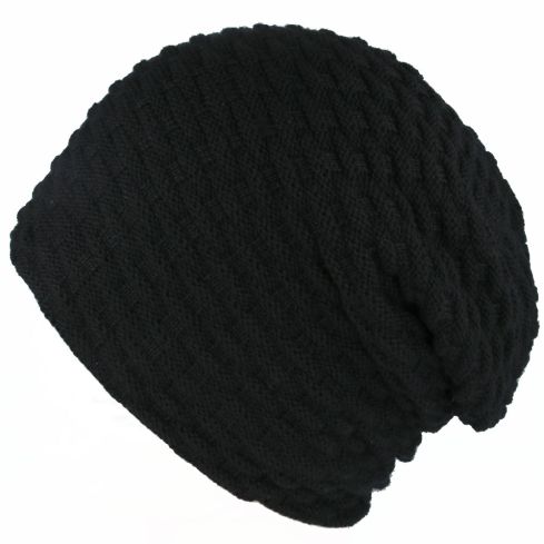 Maz Striped Long Beanie With Lining - Black
