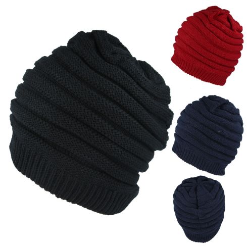 Maz Long Ribbed Beanie Hat Assorted Colours - Black,Navy.Brown,Burgundy