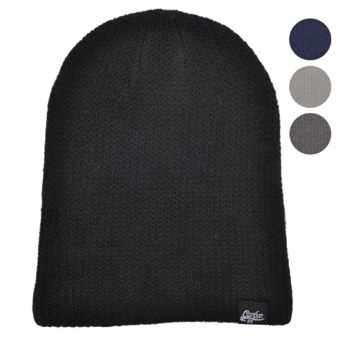 Carbon212 Unisex Oversized knit Beanie Hat - Black