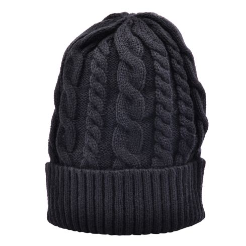 Carbon212 Cable Knit Beanie Hat - Black