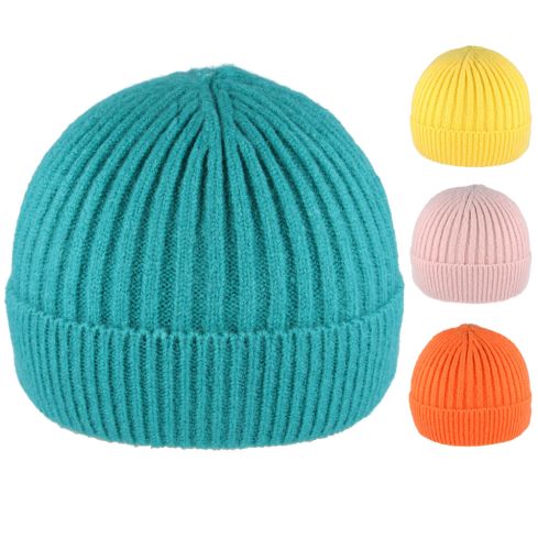 Maz Short knitted Beanies With folded edge Assorted Colours  