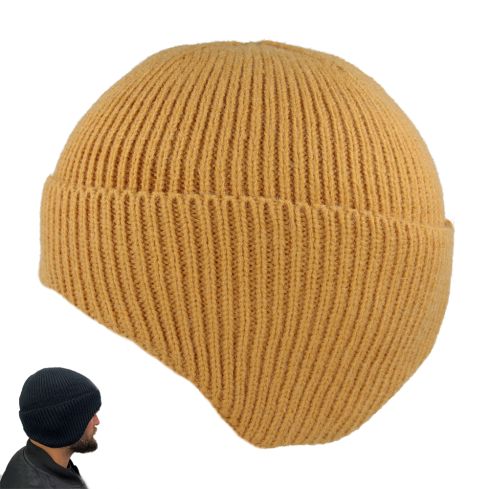 Maz Winter Warm Knitted Beanie & Earmuffs  Ear Protector - Mustard