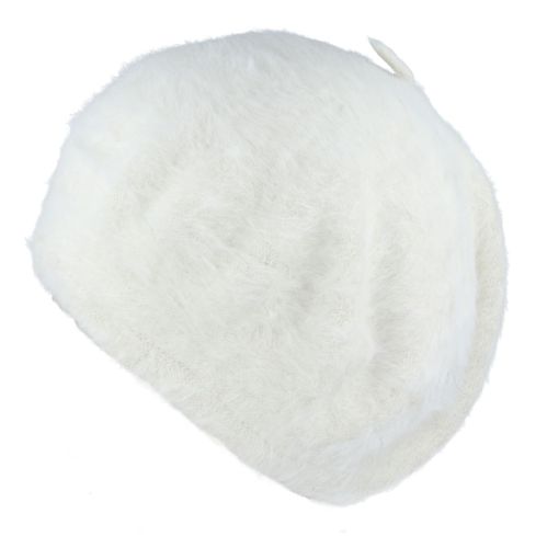 Maz Angora Beret Hat - White