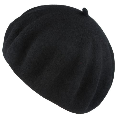 Maz 100% Pure Wool French Beret - Black