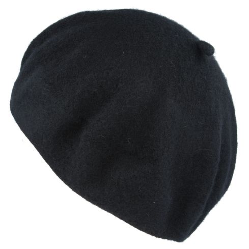 Maz 50% Pure Wool French Beret - Black