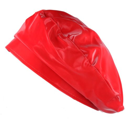 Maz Shiny PU Faux Leather Beret - Red