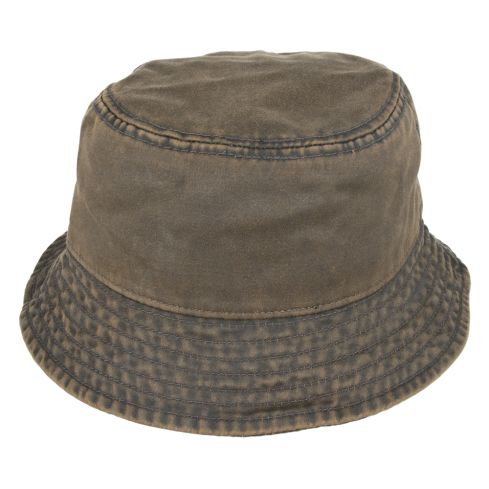 Carbon212 Oil Coated Retro Vintage Bucket Hat - Brown