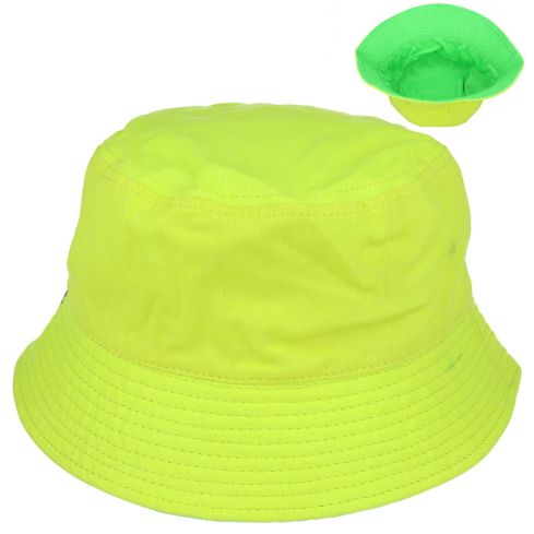 Carbon212 New Reversible Lightweight Neon Bucket Hat - Green Yellow