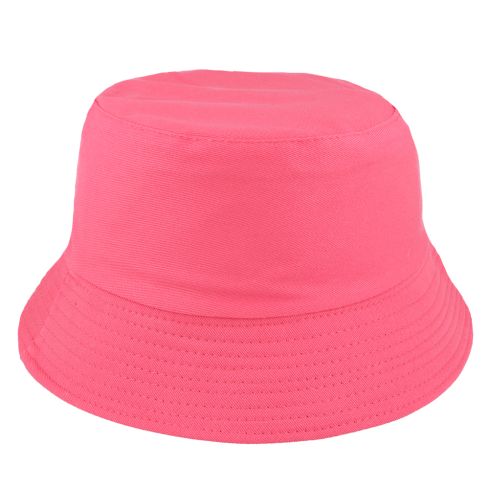 Plain Blank Cotton Fisherman Bucket Hat - Hot pink