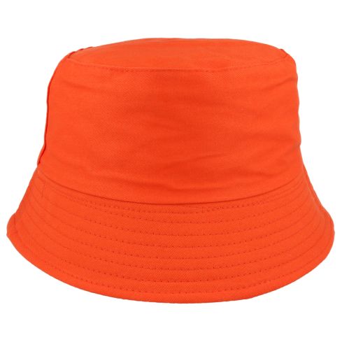 Plain Blank Cotton Fisherman Bucket Hat - Orange