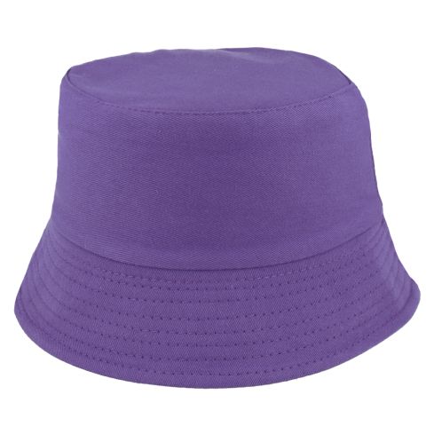 Plain Blank Cotton Fisherman Bucket Hat - Purple