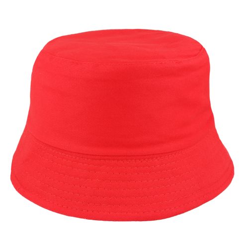 Plain Blank Cotton Fisherman Bucket Hat - Red