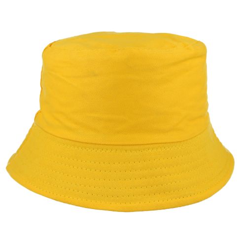 Plain Blank Cotton Fisherman Bucket Hat - Yellow
