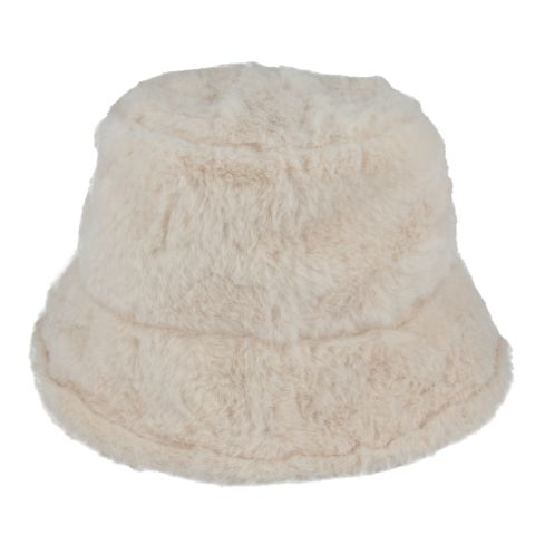 Maz Fluffy Faux Fur Bucket Hat - Cream