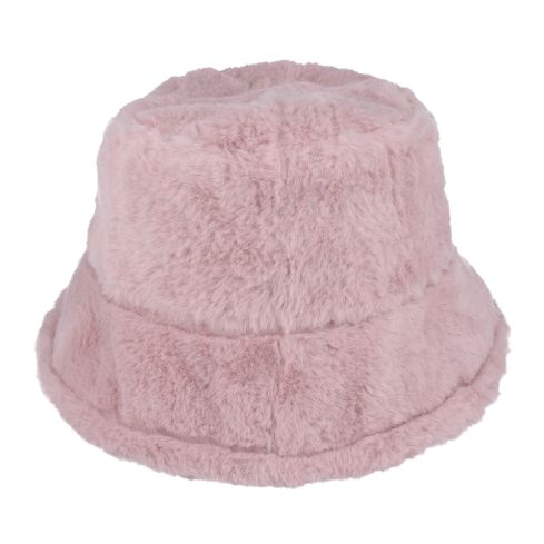 Maz Fluffy Faux Fur Bucket Hat - Pink