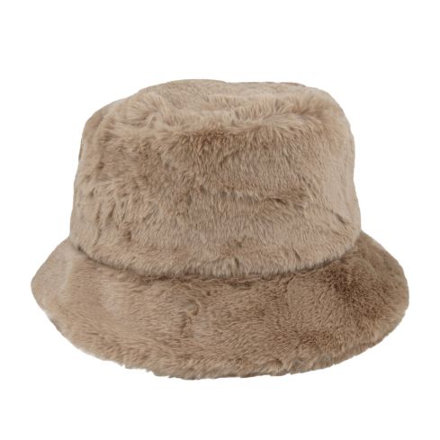 Maz Soft Fluffy Faux Fur Bucket Hat - Brown