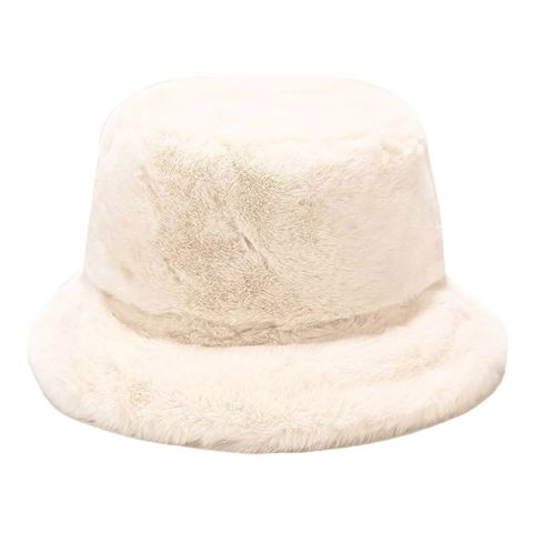 Maz Soft Fluffy Faux Fur Bucket Hat - Cream