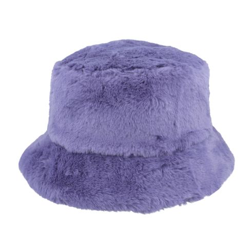 Maz Soft Fluffy Faux Fur Bucket Hat - Purple