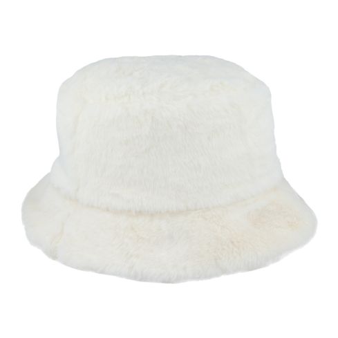 Maz Soft Fluffy Faux Fur Bucket Hat - White