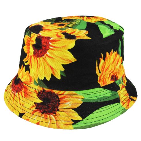 Maz Sunflower Summer Cotton Bucket Hat - Black