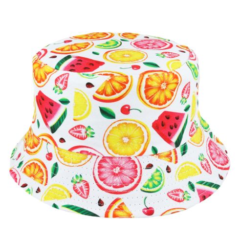 Mix Fruit Summer Cotton Fisherman Bucket Hat - White