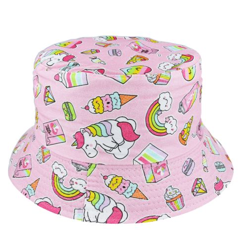 Maz Reversible Unicorn Rainbow Sweetie Fisherman Bucket Hat - Pink