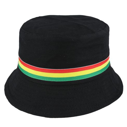 Wigwam Rasta Stripe Summer Cotton Fisherman Bucket Hat - Black