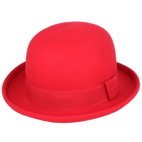 Maz Soft Crushable Wool Bowler Hat - Red