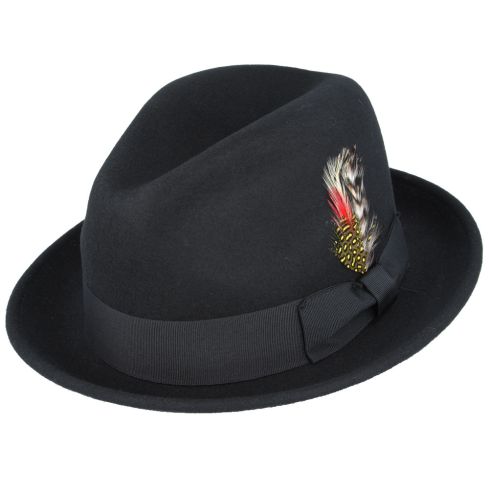 Maz Crushable Wool C-Crown Trilby Hat - Black