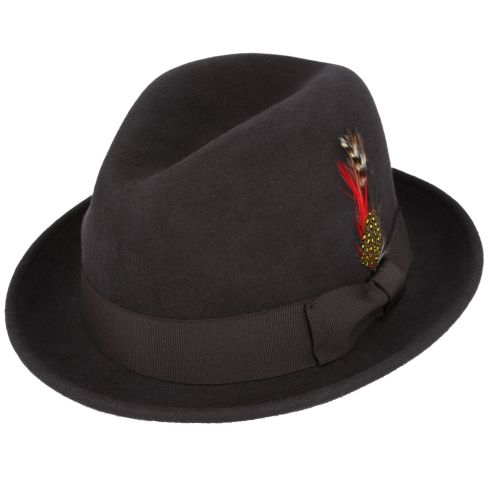 Maz Crushable C-Crown Trilby Hat - Brown