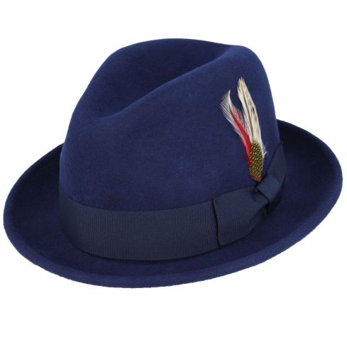 Maz Crushable C-Crown Trilby Hat - Navy