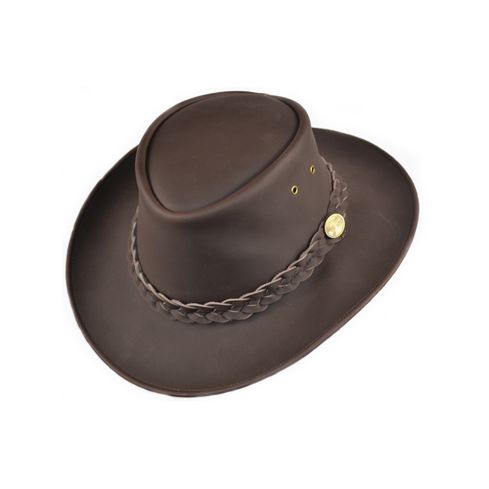 Australian Style Leather Cowboy Hat - Brown