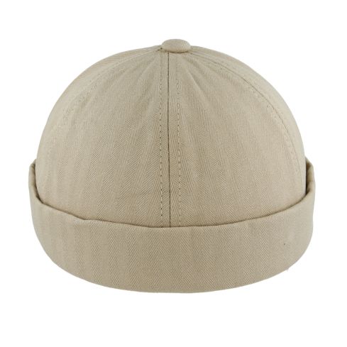 Maz Cotton Herringbone Docker Rolled Cuff Retro Fashion Brimless Hats