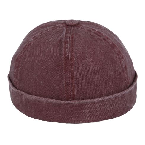 Maz Washed Cotton Rolled Cuff Retro Fashion Brimless Docker Hats
