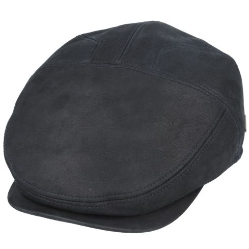 Gladwin Bond Hatters London Leather Flat cap - Black