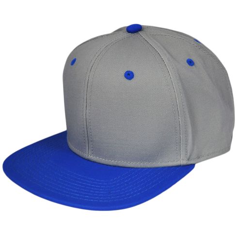 2 Tone Blank Baseball Cap - Grey/Blue