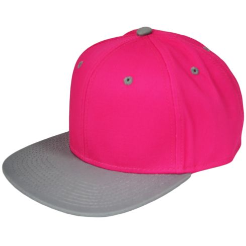 2 Tone Blank Snapback Cap - Pink/Grey