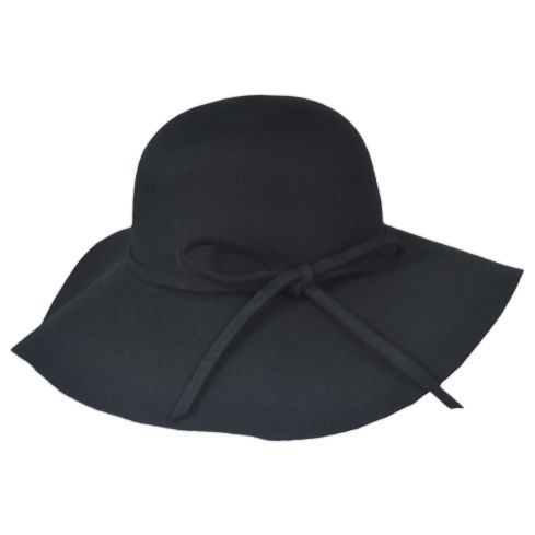 Maz Wide Brim Wool Felt Floppy Hat Black