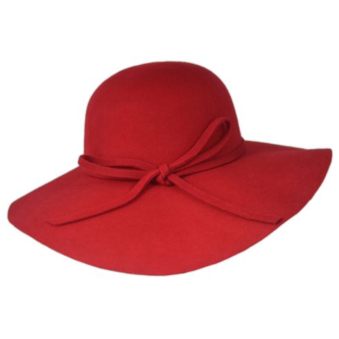 Maz Wool Felt Floppy Hat Red
