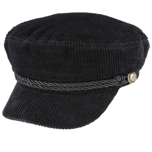 Maz Corduroy Breton, Sailor, Captain Hat - Black