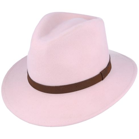Maz Wool Felt Fedora Hat - Baby Pink