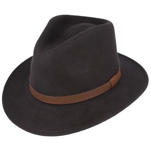 Maz Crushable Fedora With Leather Band - Brown