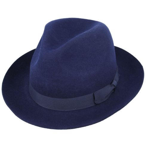 Gladwin Bond Snap Brim Wool Fedora Hat - Navy