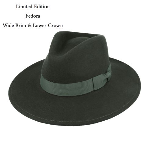 Maz Wide Brim Wool Crushable Fedora Hats