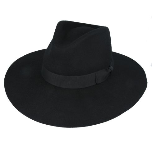 Maz Limited Edition Stiff Wide Brim Wool Fedora Hat 
