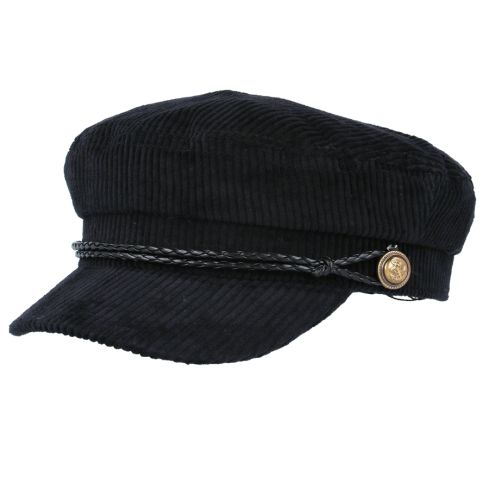 Maz Corduroy Breton, Sailor, Captain Hat - Black